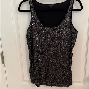 Express Black Sequin Tank Top